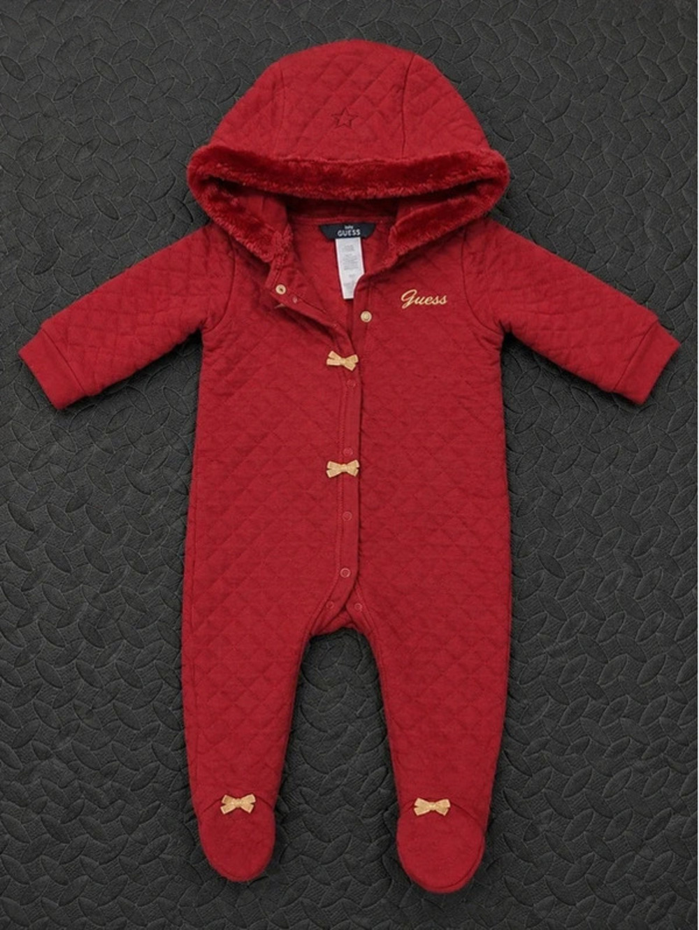 Guess Baby Red Quilted Hooded Bunting Snowsuit 6-12M